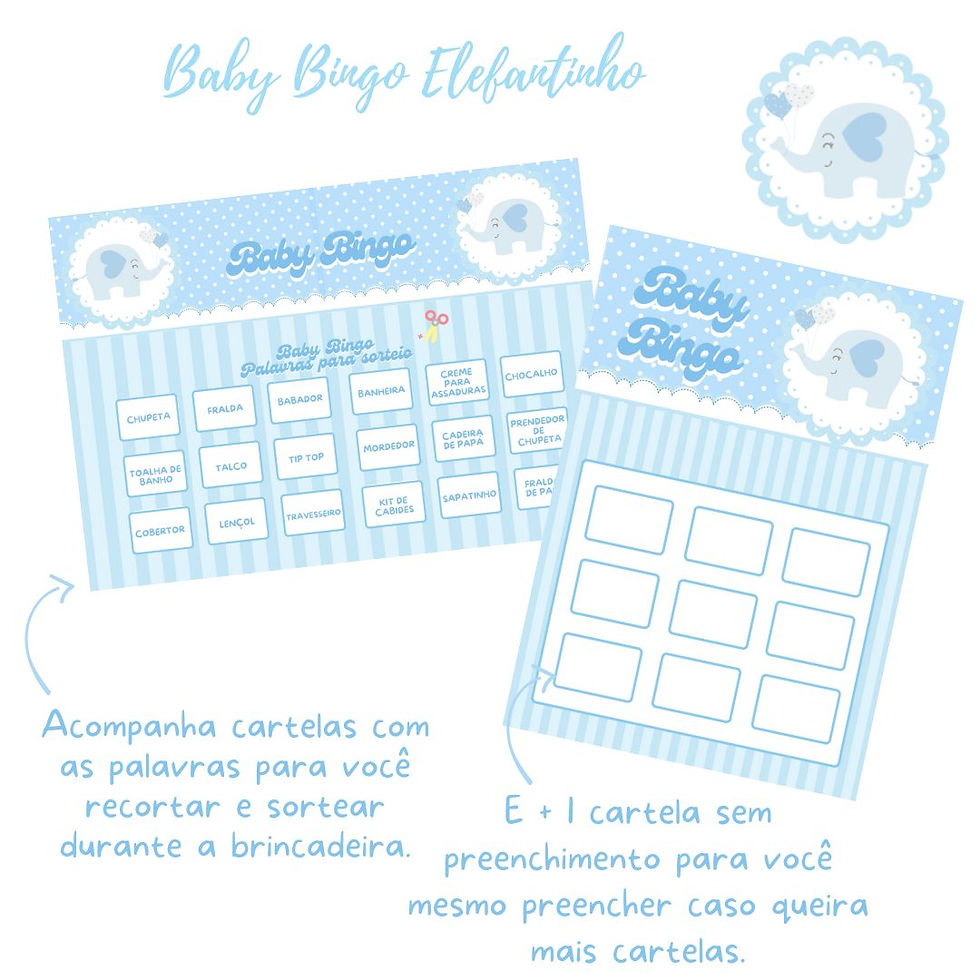 Miniatura: Baby Bingo Elefantinho - 100 cartelas