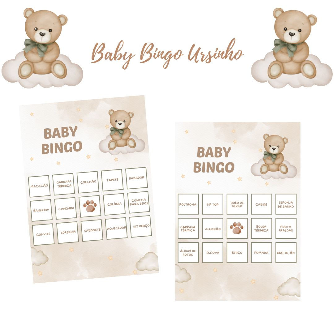 Baby Bingo Ursinho - 60 cartelas (PDF)