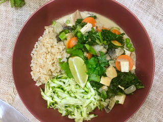 Tofu Thai Green Curry with Zucchini Rice
