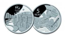 Moedas de prata trazem locais conhecidas onde se praticam esportes Divulgação/Banco Central