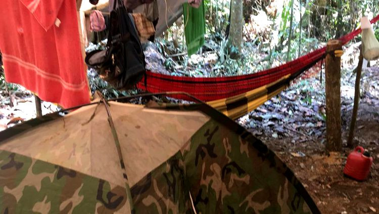 TI Karipuna com acampamento de invasores retirados pela PF, em 2018 (Foto: PF)