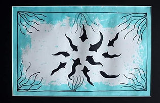 drawing/painting of a koi pond