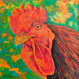 Rooster Barn Animals Bright Colors Acrylic Art