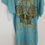 Thumbnail: VTG 80's Egyptian Kaftan Dress Hand Painted  Sequin Beaded Nefertiti Turquoise