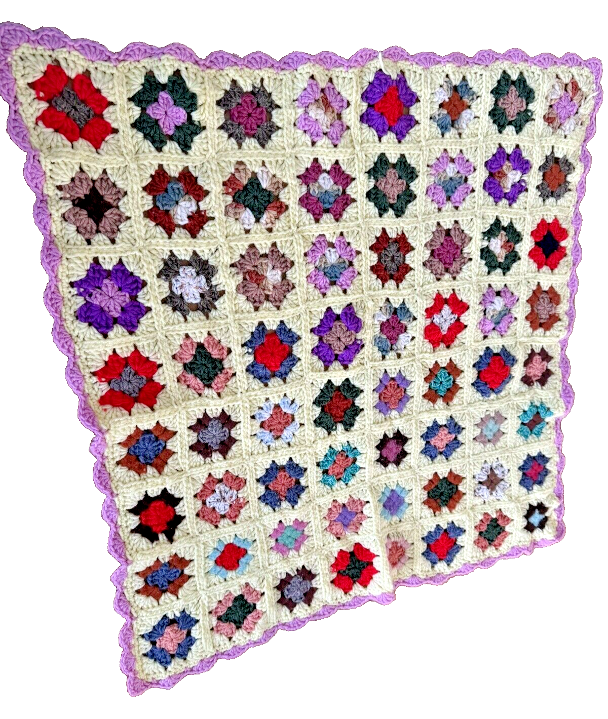 VTG/Retro Patchwork Granny Square Throw Cover Lap Blanket 30" x 30" Colorful