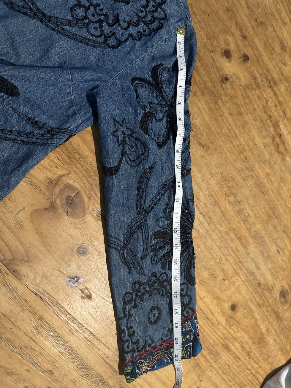 Thumbnail: VTG Chico's Beaded Embroidered Button Up Denim Jacket Womens Size 0 Boho