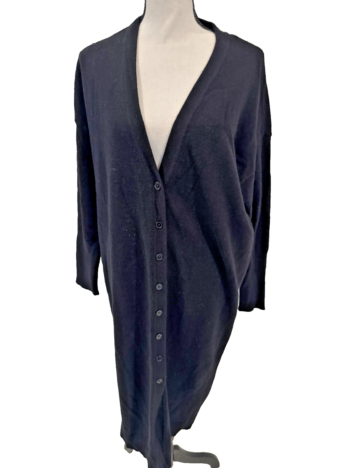 Torrid Long Black Button-Down Cardigan Sweater Sz 00 (M) Lightweight Duster Knit