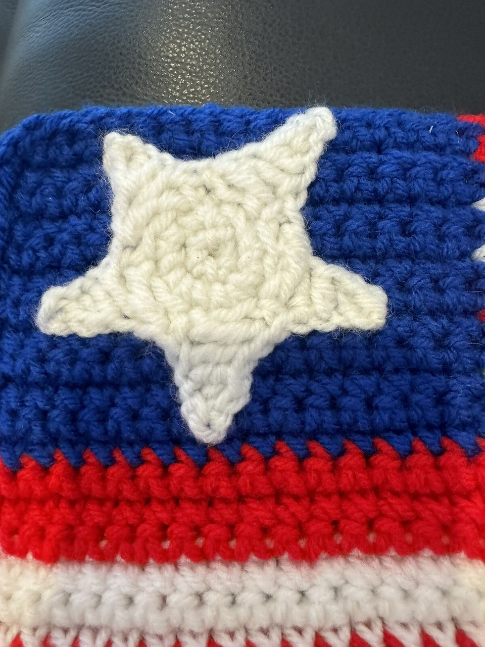 Thumbnail: VTG Hand Knit Crocheted 10x7 American flag