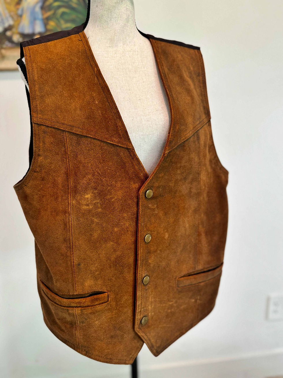 Thumbnail: Minnetonka Genuine Leather Suede Vest M Brown Western Vintage 1946 Boho USA Made
