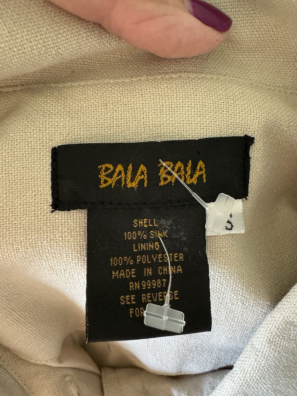 Thumbnail: VTG Bala Bala Artsy Women’s Silk Floral Embroidered Lightweight Cream Jacket S