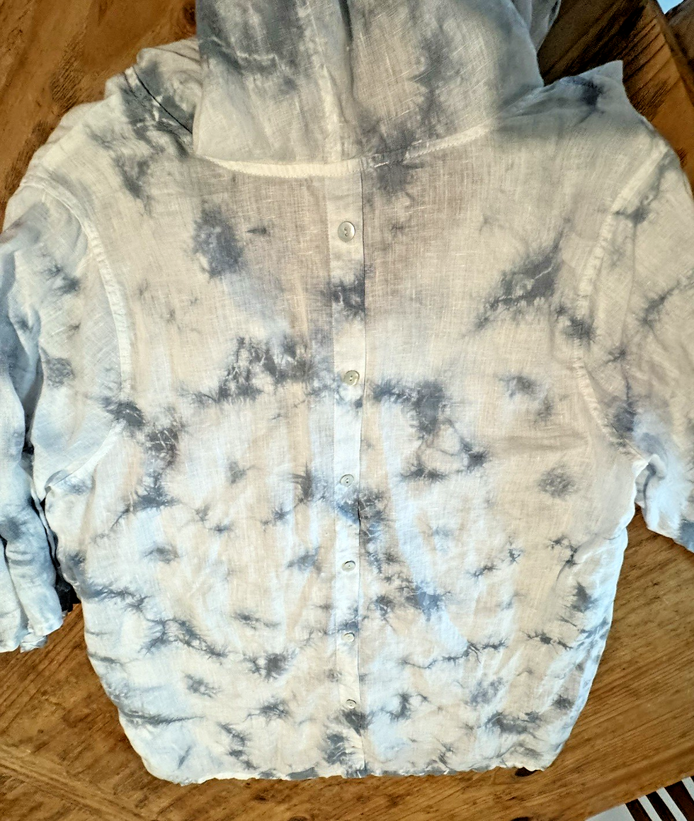 Thumbnail: C & C California Womens Plus 1X Gray White 100% Linen Hooded Top Shirt Cover Up
