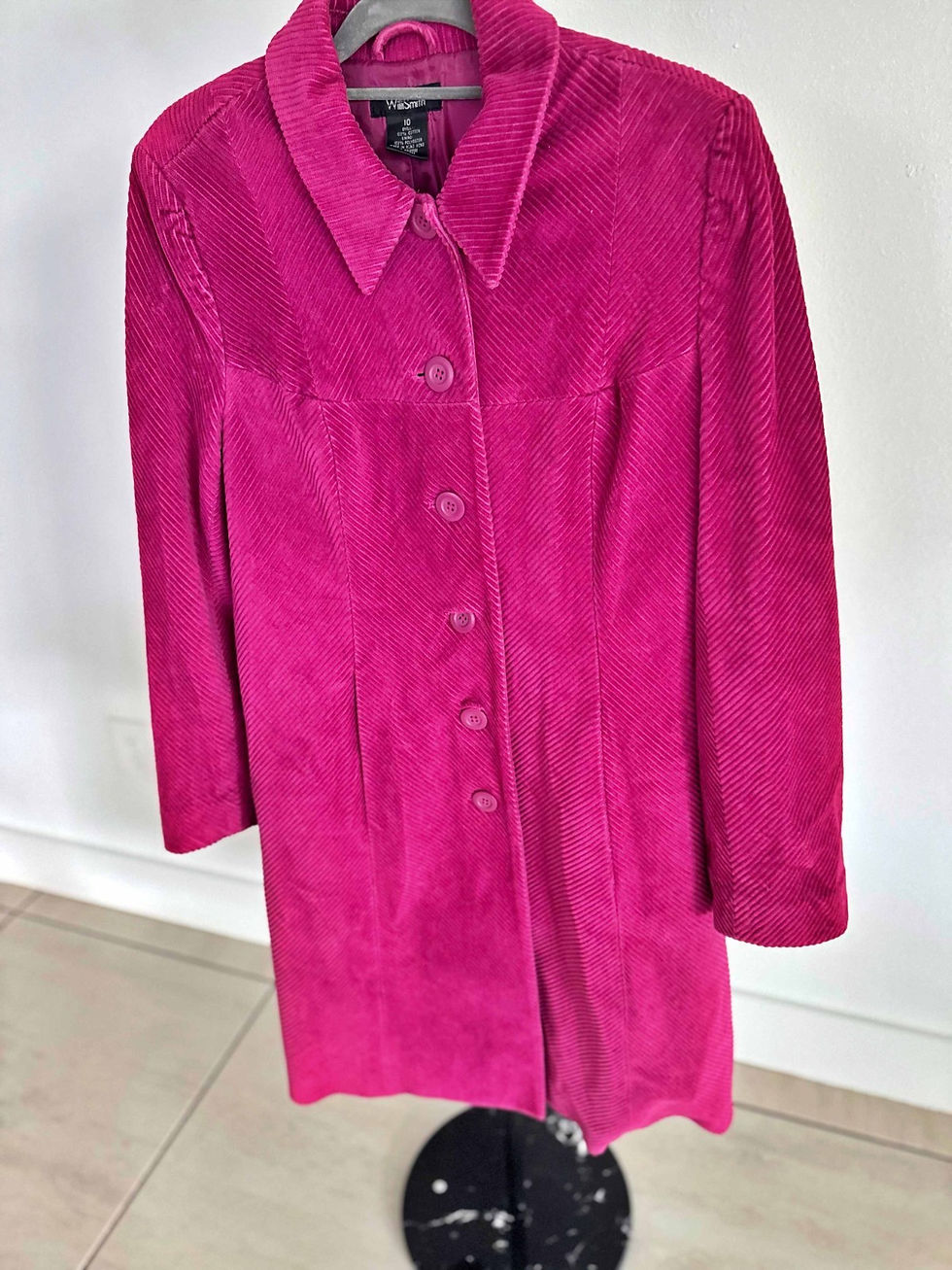 Thumbnail: Willi Smith Women’s Pink Corduroy Long Coat Sz 10 Cotton Button Vintage