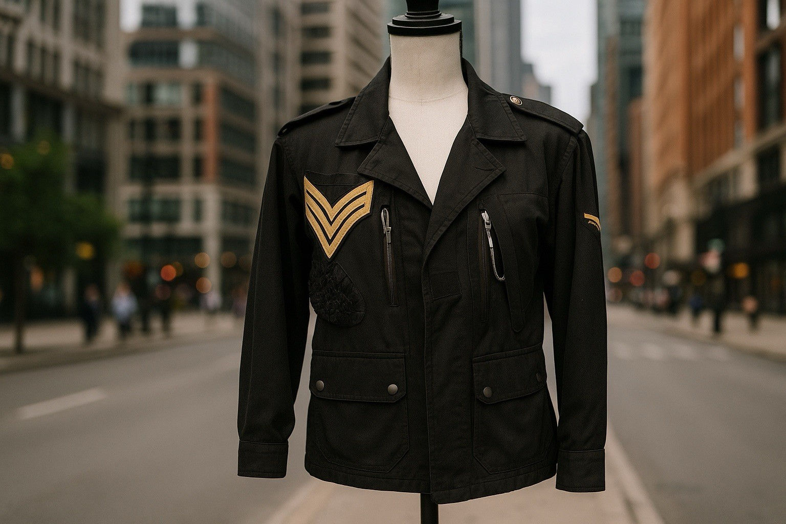 West Style Story Miltary Womens Button Up Jacket Black Cotton France Sz L