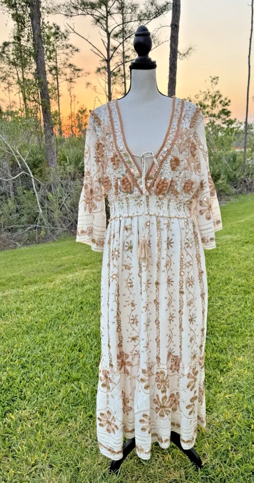 IbBan Women’s handstitched Maxi Boho Hippie Ibiza Dress Free Size Made in India