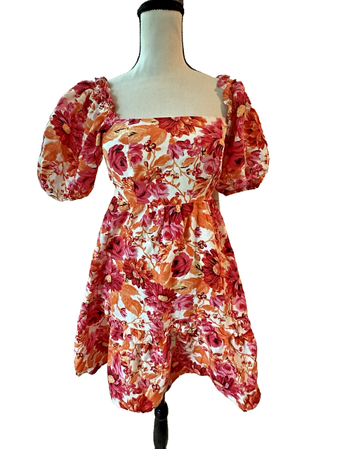JESSICA SIMPSON WOMENS XS LINEN BLEND FLORAL DRESS ORANGE NEW INDIGOGAP JESSICA SIMPSON WOMENS XS LINEN BLEND FLORAL DRESS ORANGE NEW INDIGOGAP