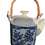 Thumbnail: VTG Rare Asian Teapot Stoneware Blue Art Bamboo Handle 8 inches