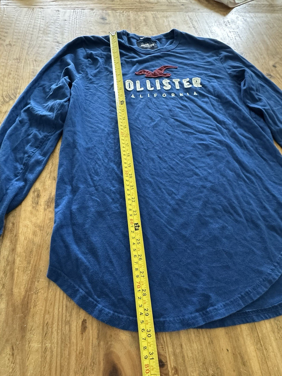 Thumbnail: Hollister California  Large Navy Blue Long Sleeve Logo Graphic Print Tee