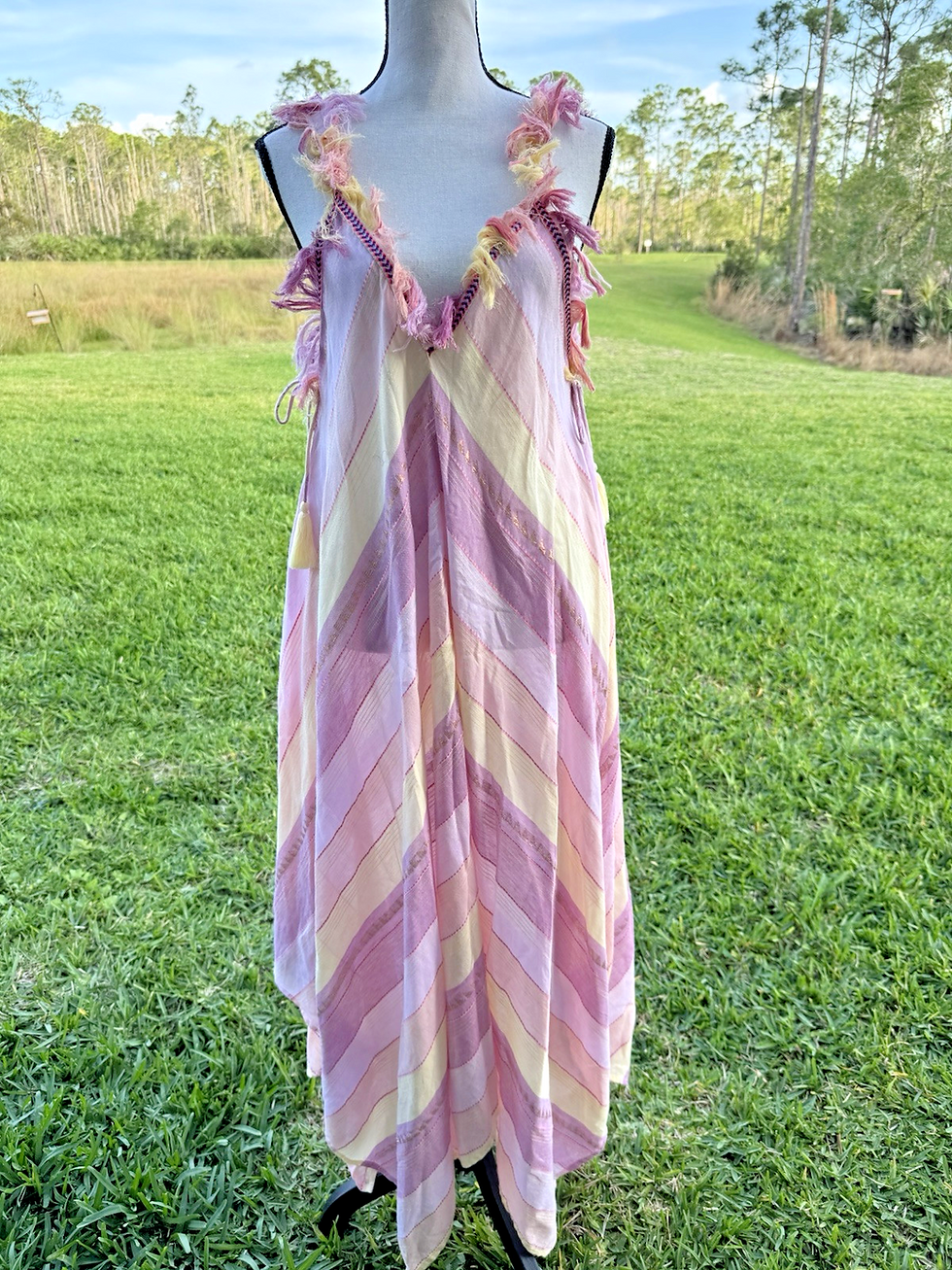 Thumbnail: America & Beyond Maxi Dress Boho one of a kind Lindsay Dress M Peach color
