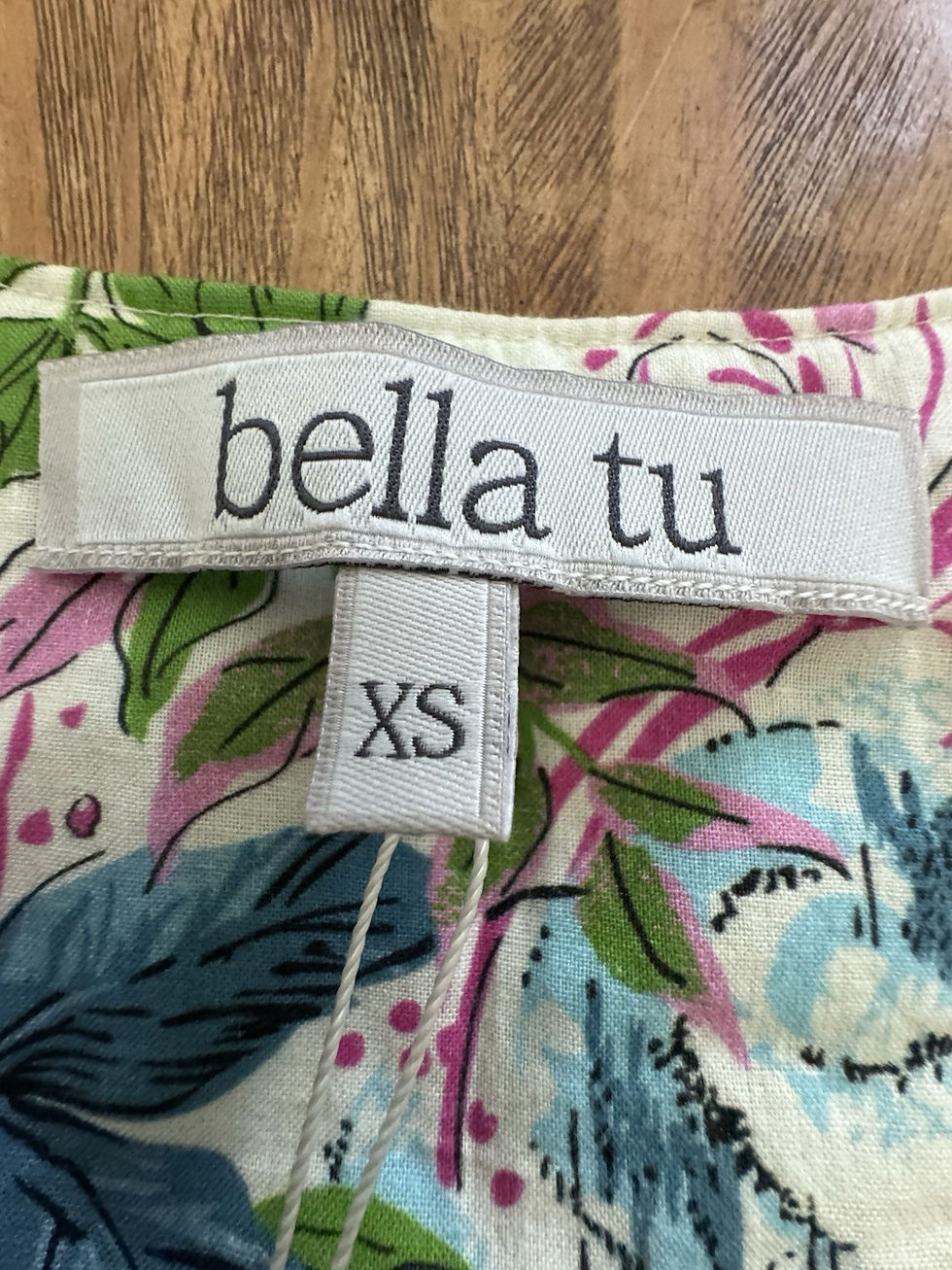 Thumbnail: NWT Bella Tu Ivory & Floral Cotton Dress w/ Bead Embellishment Tunic Sz XS Boho