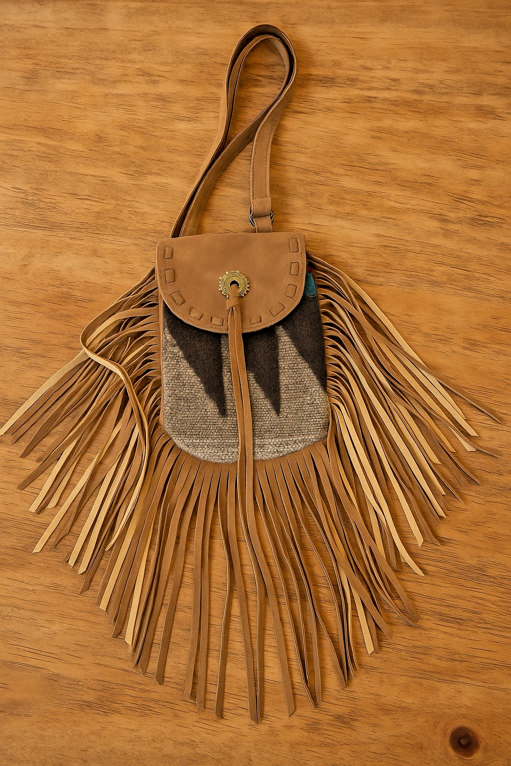VTG Deb & Dave Brown Suede Fringe Crossbody Bag Boho Western Style