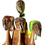 Thumbnail: Vintage African Hand Carved Wooden Women Scarves Figurines Sculpture Folk Art