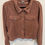 Thumbnail: H&M Divided Faux Suede Jacket Women’s L Rust Brown Cropped Trucker Button Front