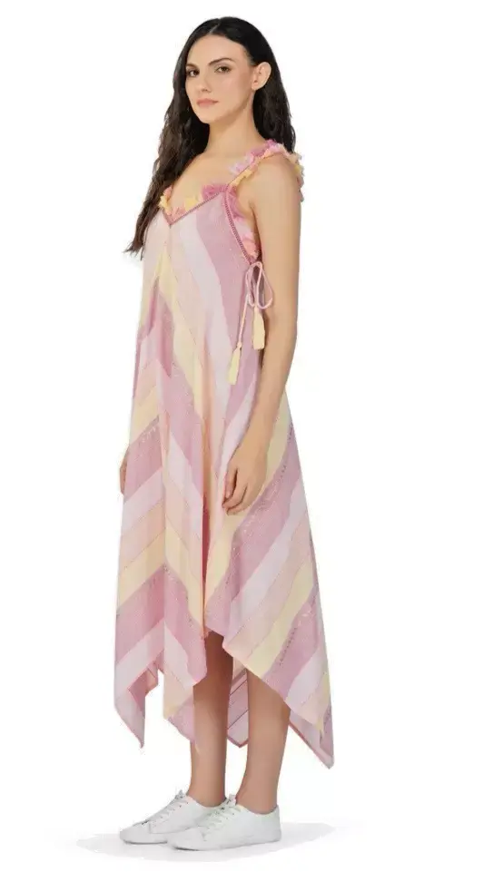 America & Beyond Maxi Dress Boho one of a kind Lindsay Dress L Peach color