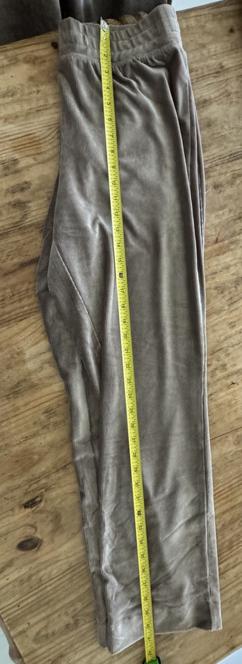 Thumbnail: Set Isaac Mizrahi Live! Soho Ribbed Velour Pullover Mocha Sz L And Pants Sz M