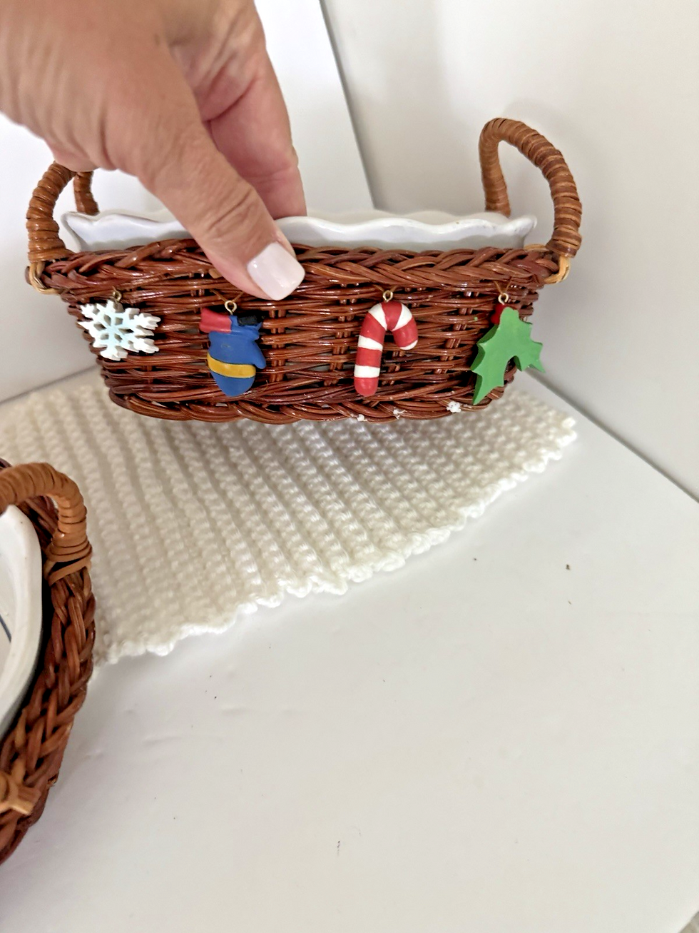 Thumbnail: Spinnaker Snowman Casserole Serving Dishes set of 3 Baskets with Holiday Charms