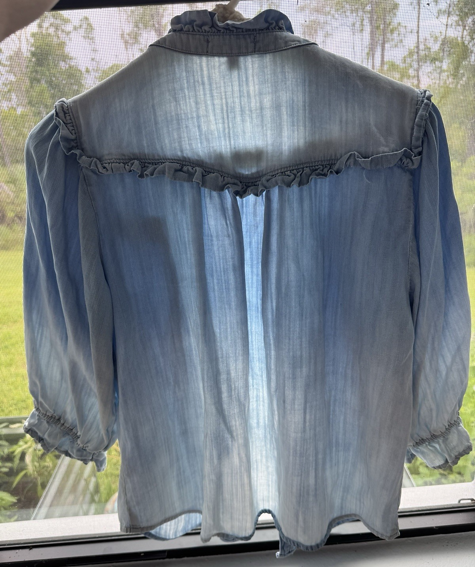 Thumbnail: Democracy Ruffled Lantern Sleeve Button-Down Top Light Powder Blue Sz S