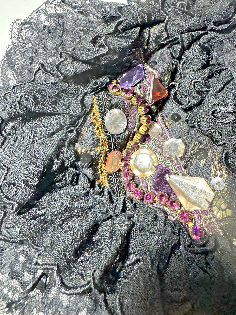 Thumbnail: Vtg Chimaki Romantic Brocade Lace Handbag Victorian Style Embellished Chain Stra