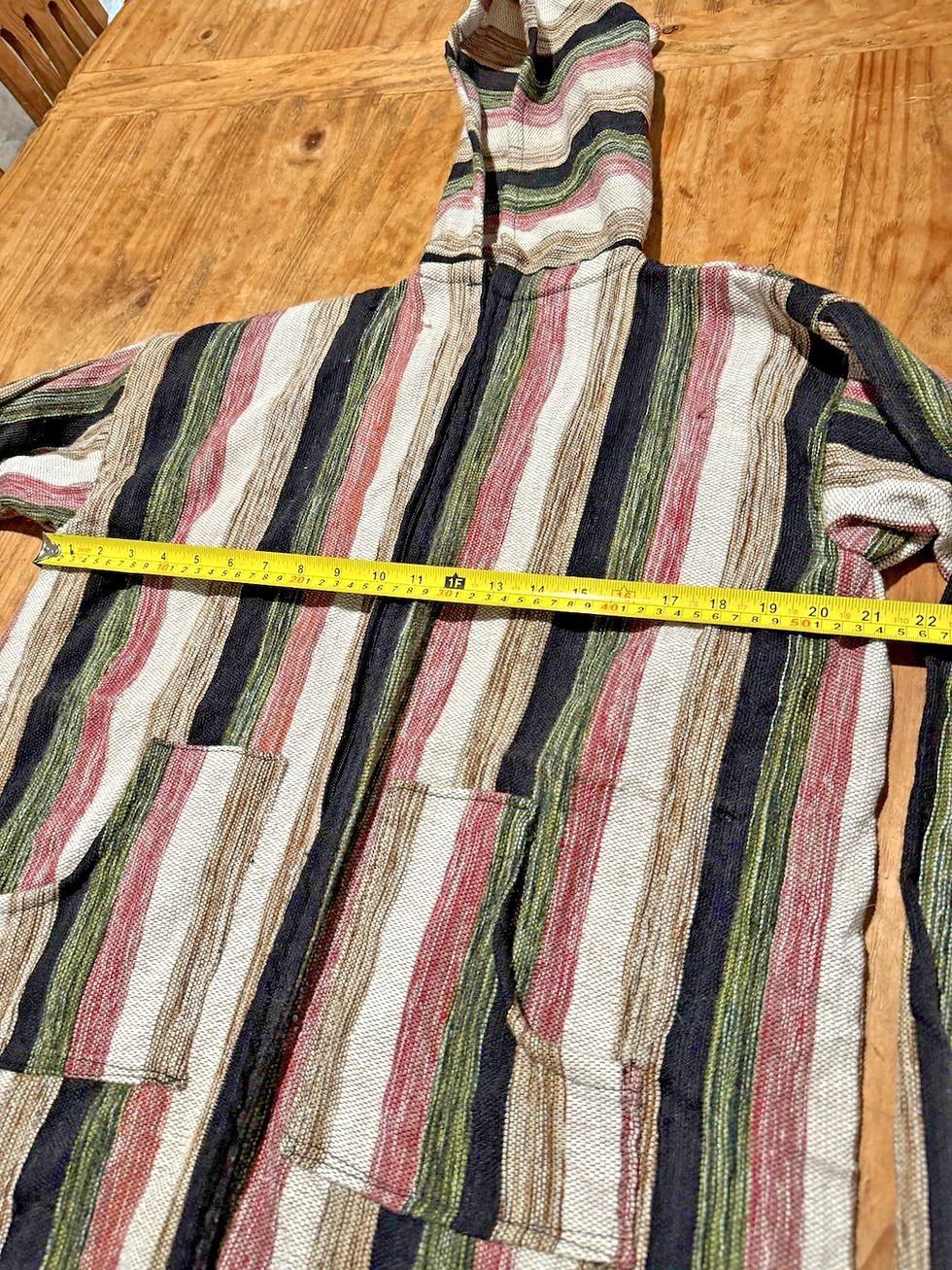 Thumbnail: VTG Baja Hoodie Striped Mexican Drug Rug Unisex Boho Surf Hippie Jacket  XL 80s