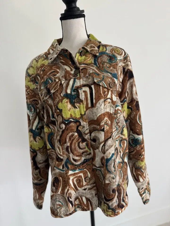Chico’s India Cotton Velvet Jacket Blazer Floral Yellow Long Sleeve Size 2 L