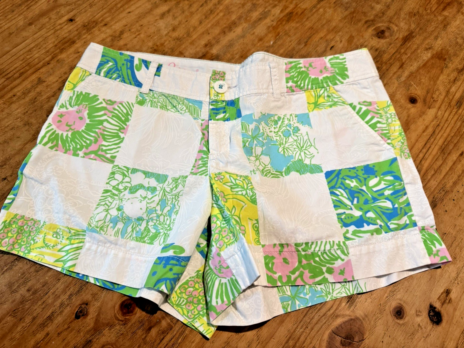 Lilly Pulitzer Resort The Callahan Shorts Women’s Sz 14 Lioness Patchwork 5”