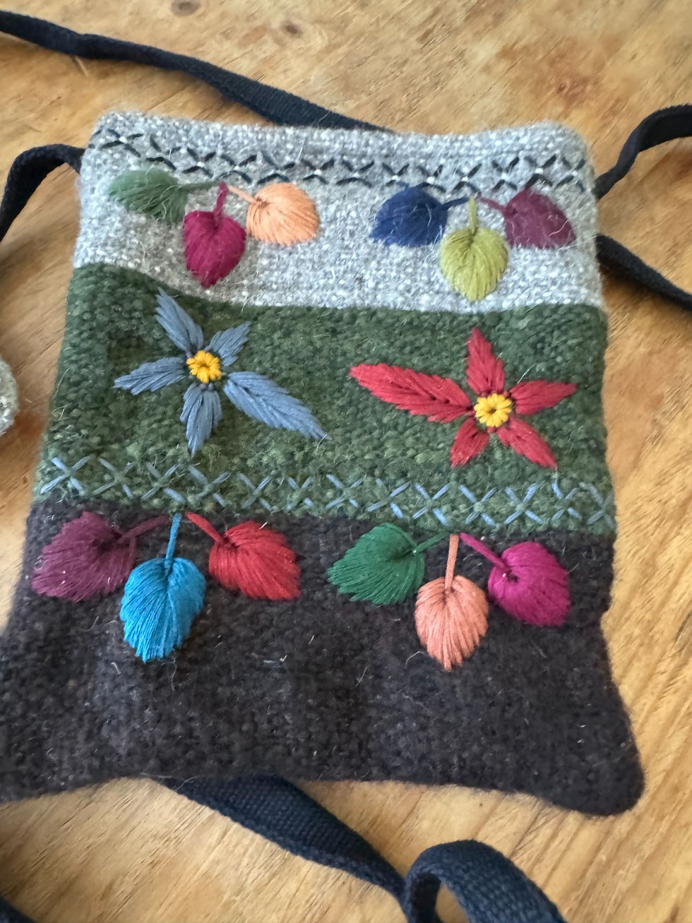 Thumbnail: NWT Flower Puff Needlepoint Crochet Knit Handmade Purse Boho Festival Hippie