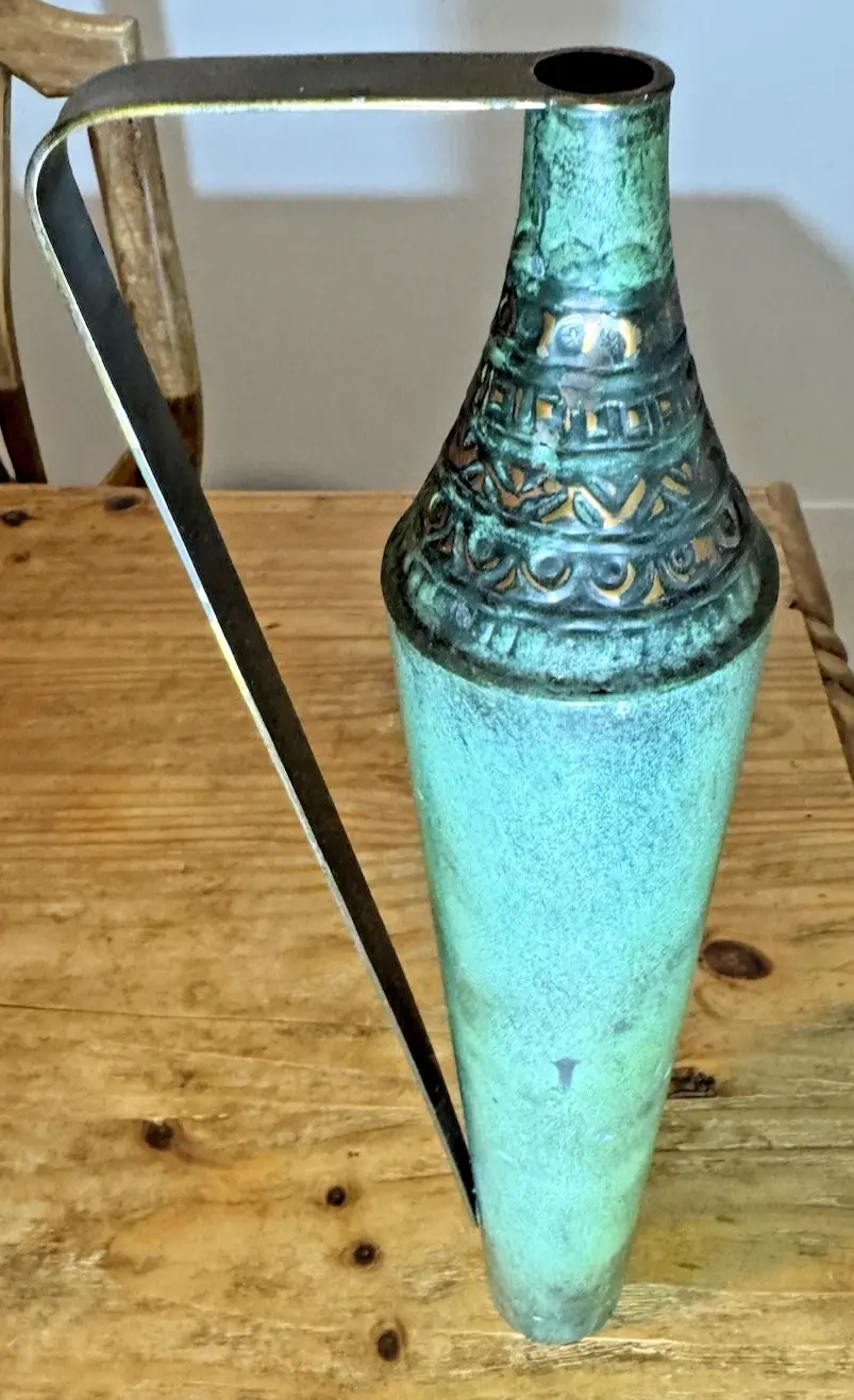 Vtg Brass Metal Ewer Pitcher Vase 50s 60s Handmade in Israel