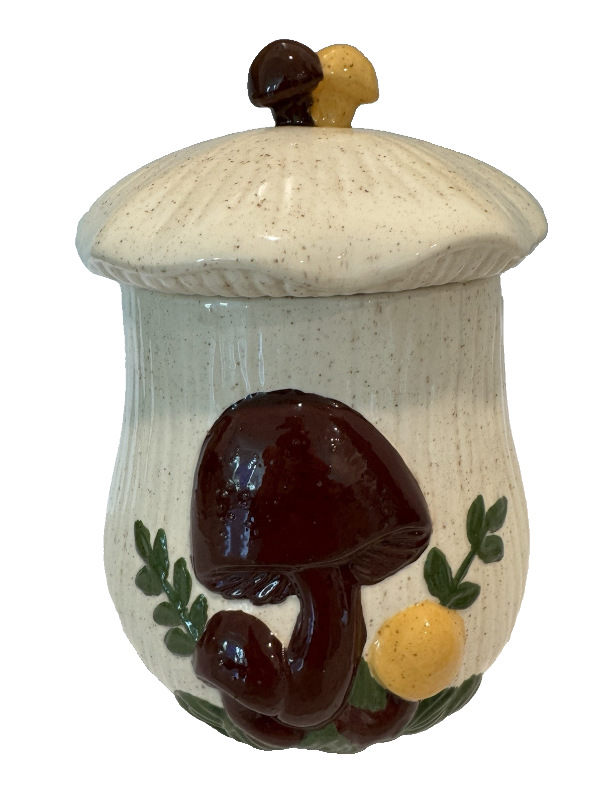 VTG Arnels LargeMushroom Cookie Jar Canister Ceramic 10" 1970s-80s Multi Color
