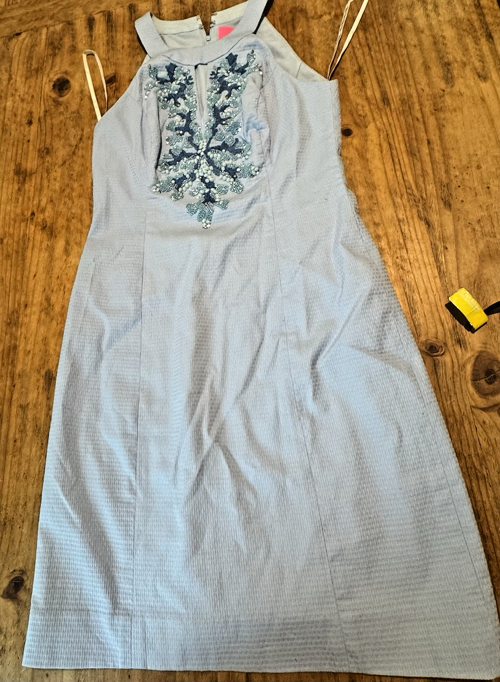 Thumbnail: Lilly Pulitzer Jena Stretch Shift Dress Blue Peri Tint Corals Size 2