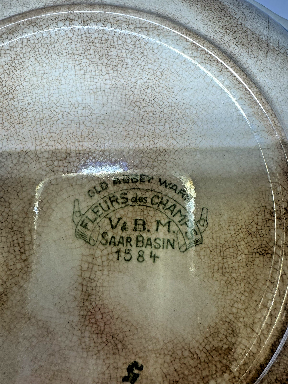 Thumbnail: VTG Antique Oval Bowl FLEURS DE MONTCLAIR V&B.M 1584  #5 Made in Saar Basin