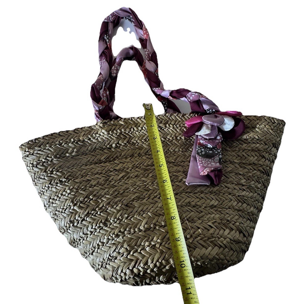 Thumbnail: Preston & York Woven Straw Tote Made in Italy Pink Braided Handle Lined