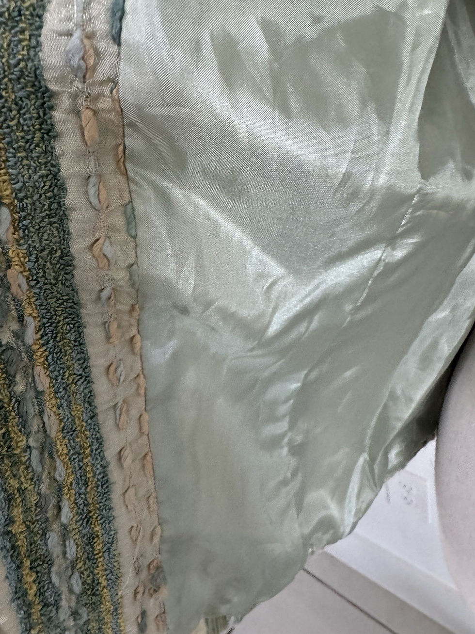 Thumbnail: Vtg Dué Pér Dué Womens Sz 8 Green/Yellow Open Front Career Textured Jacket Lined