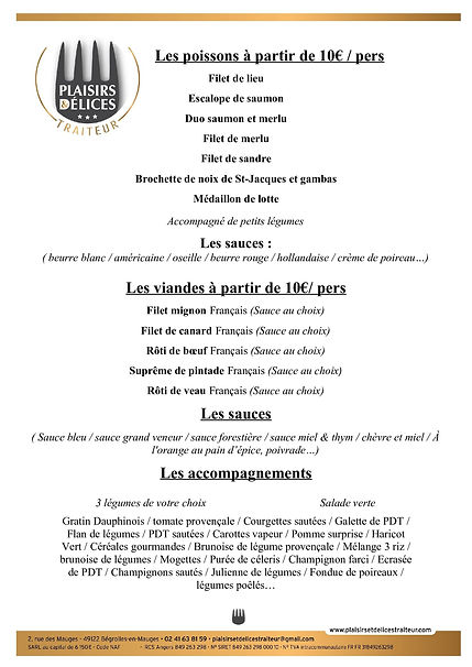 Carte et tarifs Menus les poissons les v