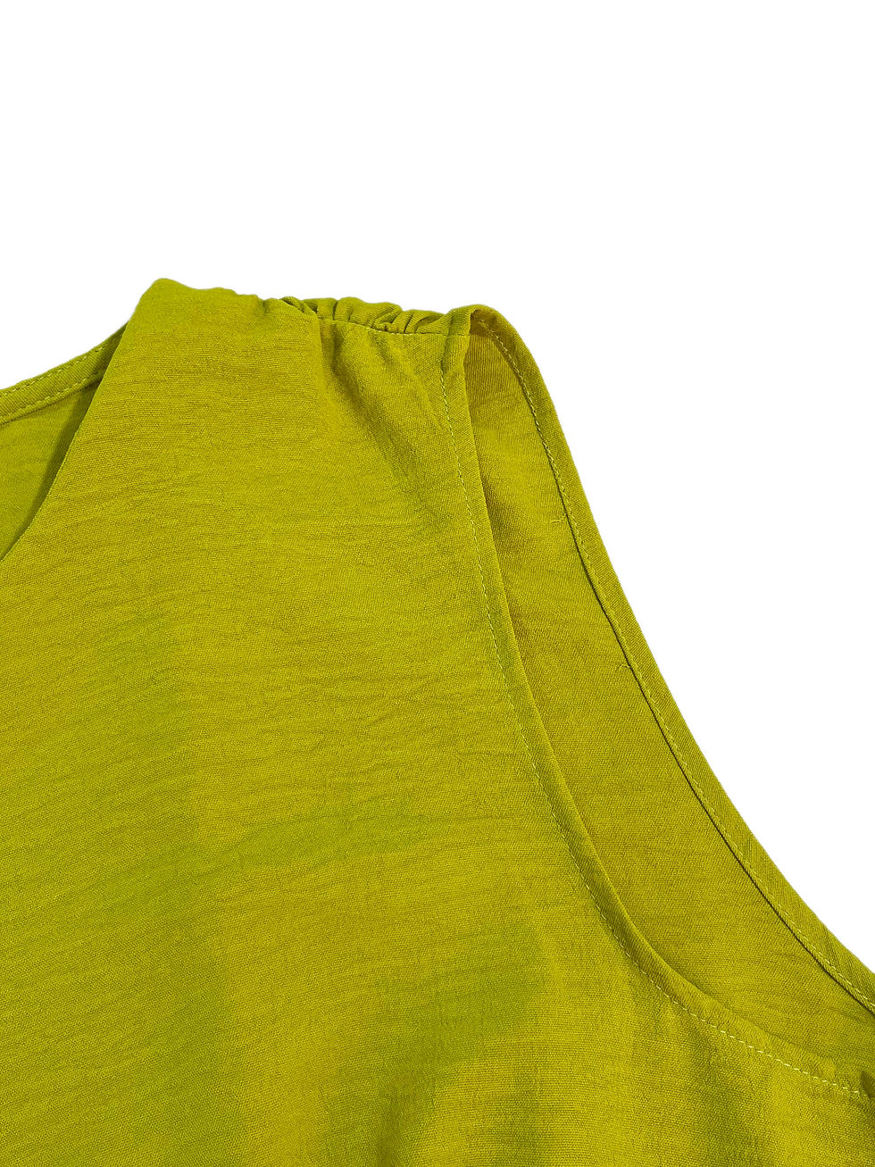 Thumbnail: Women's Solid Color A-Line Dress Sleeveless Front Thin Straps Elegant Belted Mid