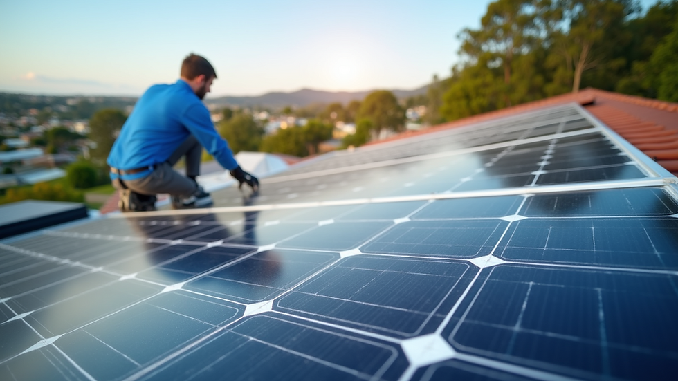 Eye-level view of solar panels installed on a Northern Beaches rooftop