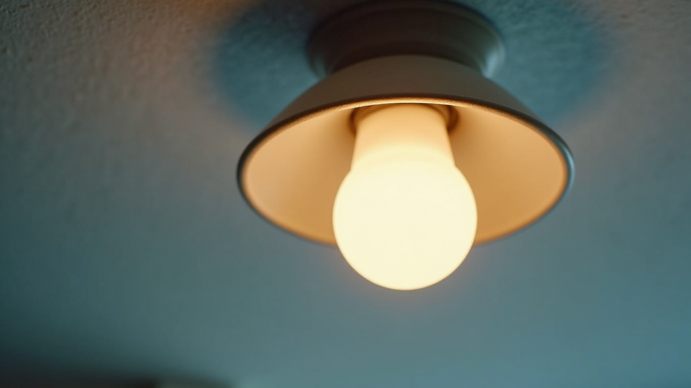 Close-up view of LED light bulb installed in a modern ceiling fixture