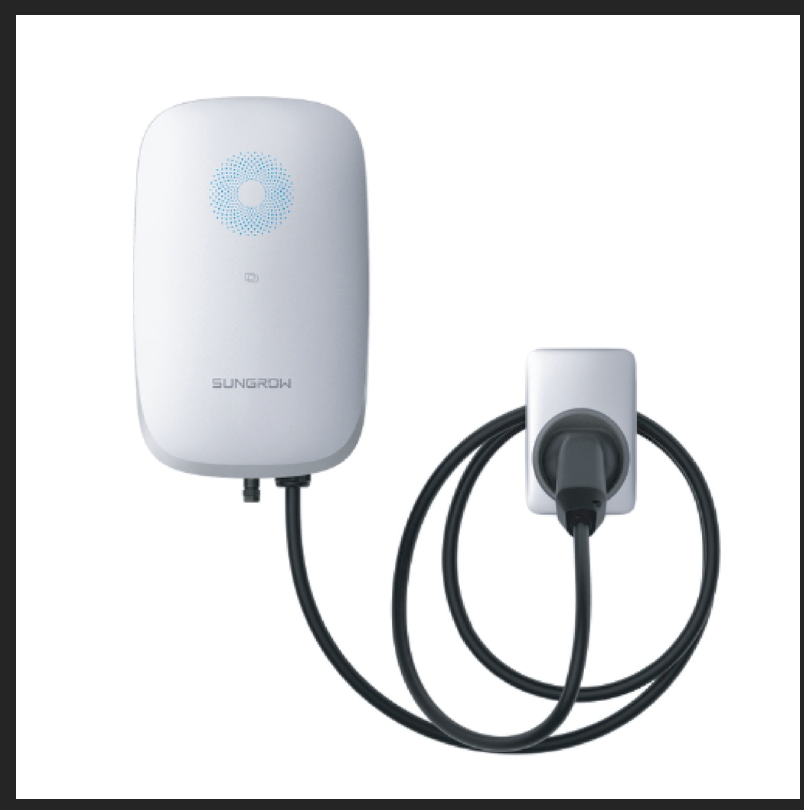 A robust Sungrow EV charger installed professionally in a local home.