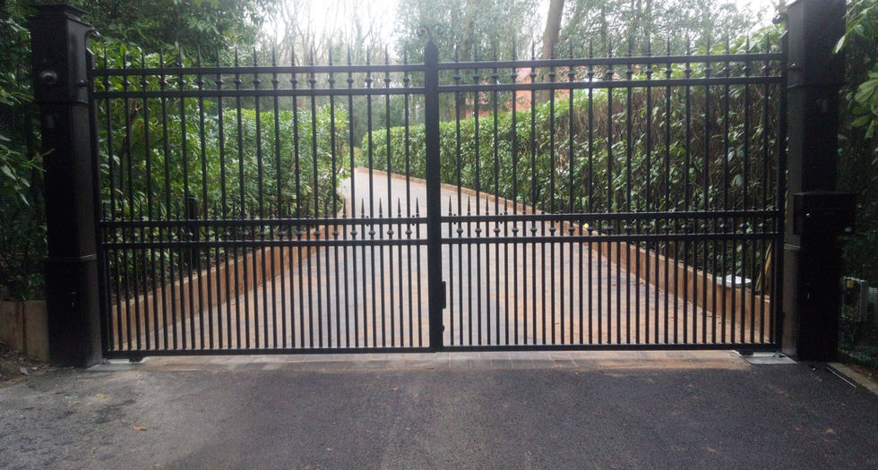 Black automatic driveway gates
