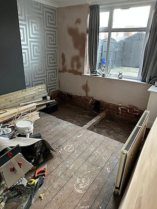 Renovation in progress, empty room