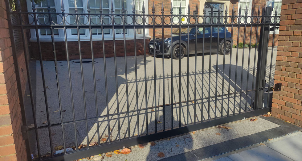 Black automatic driveway gates