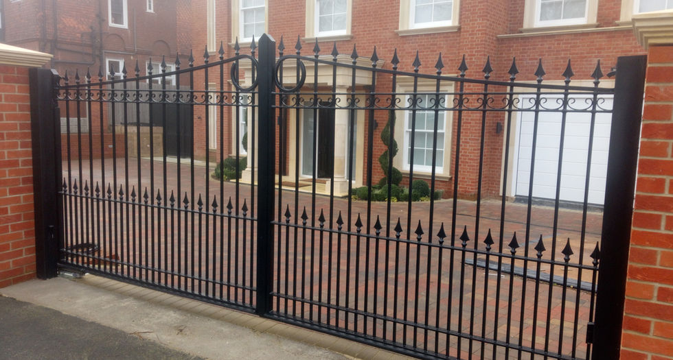 Black automatic driveway gates